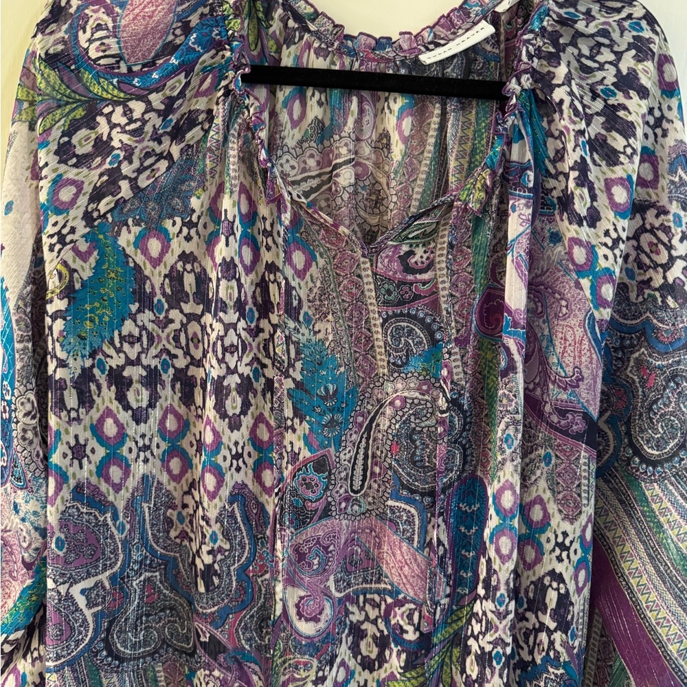 Susan Graver Multicolor Paisley Sheer Blouse